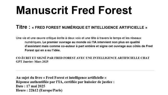 Fred Forest Numérique et Intelligence Artificielle